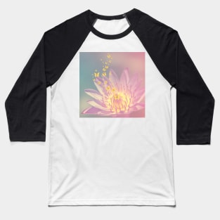 Lotus Flower Butterflies Cute Baseball T-Shirt